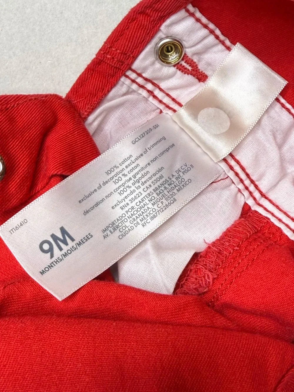 OshKosh B'gosh Bright Red Shortails 9 month